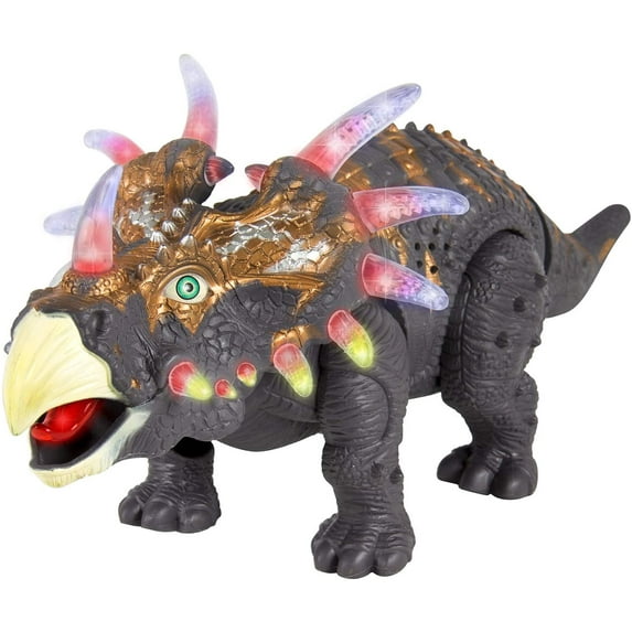 Dinosaur Toys Light Up Walking Triceratops Figure with Sounds 14" Kids Toy