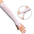 thumbnail image 5 of HOMEIORA Women's Gloves Protection Long Lace Gloves Fingerless Elbow Length Lace Gloves for Party, Adult Size - White, 1 Pair, 5 of 6