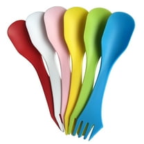 Niceauty Portable Camping Tableware 3 in 1 Spoon Fork Knife Made of Plastic for Travel and Outdoor Use Assorted Color
