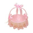 thumbnail image 4 of Satin Ribbons Basket Lace Bow Flower Girl Baskets for Ceremony Bride Parties Pink, 4 of 8