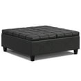 thumbnail image 6 of Simpli Home Harrison 40 inch Wide Transitional Square Large Coffee Table Storage Ottoman in Distressed Black Vegan Faux Leather, 6 of 15