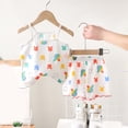 thumbnail image 2 of CAICJ98 Toddler Baby Girl Summer Clothes 3 6 12 18 Months 2T 3T 4T 5T Girls Outfits Cute Printed Sleeveless Tank Top and Shorts Set Toddler Outfits for Girls (Multicolour,5-6 Years), 2 of 3