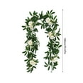 thumbnail image 2 of Artificial Eucalyptus & Willow Leaf Vines - Camellia Flower Garland for Home Table Decor, Faux Greenery for Indoor Decoration, Leaf Vines for Living Room & Dining Table Decor, 70.87in, Green, 2 of 8