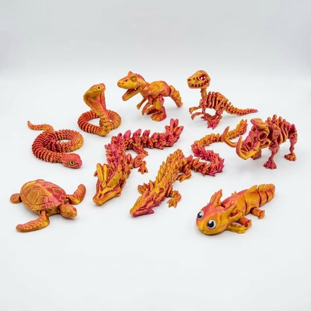 Drifvie Set de 9 juguetes articulados impresos en 3D de dragón y animales
