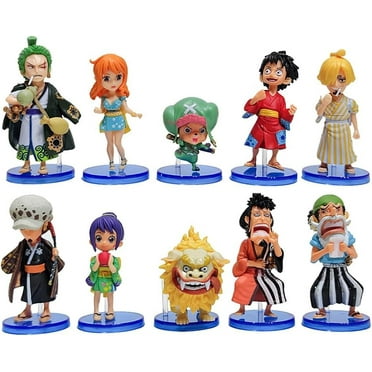 10 Pcs One Piece Action Figures, 3" Luffy Zoro Sanji Nami Straw Hat Pirates Collectibles Figures Set, PVC Anime Figures Model Statue with Bases, One Piece Figure Toys for Anime Fans Birthday Gifts