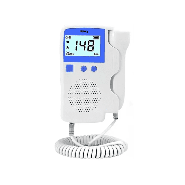 Detector De Frecuencia Cardíaca Fetal Doppler + Gel Batería, Belug, Blanco/Azul