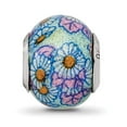 thumbnail image 3 of Reflection Beads Sterling Silver Reflections Italian Blue Floral Overlay Glass Bead, 3 of 5