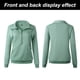thumbnail image 3 of Sudadera de manga larga con solapa y media cremallera para mujer, color sólido, elegante, holgado, informal (verde grisáceo), 3 of 6