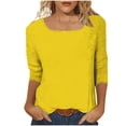 thumbnail image 6 of Drses Women Square Neck 3/4 Three Quarter Sleeve Top, Cute Basic T Shirt Tunic Blouse, Dressy Casual Holiday Workout Summer Daily Shirts for Ladies, 6 of 7
