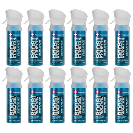 (12 pack) Boost Oxygen Portable Canned Oxygen, Peppermint, 3L