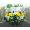 thumbnail image 7 of Sympathy Silks Artificial Cemetery Flowers 30" Purple Rose/Yellow Dahlia/White Orchid cemetery saddle, 7 of 7