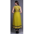 thumbnail image 4 of Bimba Yellow Watercolor Indian Long Kurti for Women Party Wear Printed Sleeveless Anarkali Kurti Dress Small, 4 of 6
