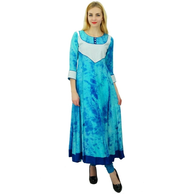 Phagun Ethnique Top Coton Manches 3/4 Femmes Cravate et Teinture Impression Kurti Concepteur de Robe