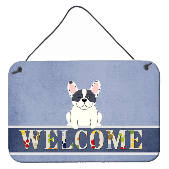 Carolines Treasures BB5592DS812 French Bulldog Piebald Welcome Wall or Door Hanging Prints