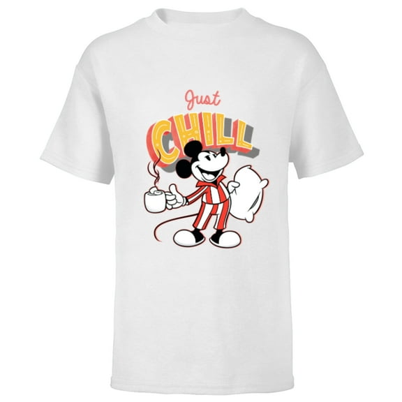 Disney Mickey Mouse Just Chill - Short Sleeve T-Shirt for Kids - Customized-White