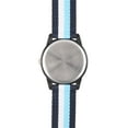 thumbnail image 4 of Boys' Black Plastic Time Teacher Watch, Blue, White and Black Stripe Nylon Strap, 4 of 6