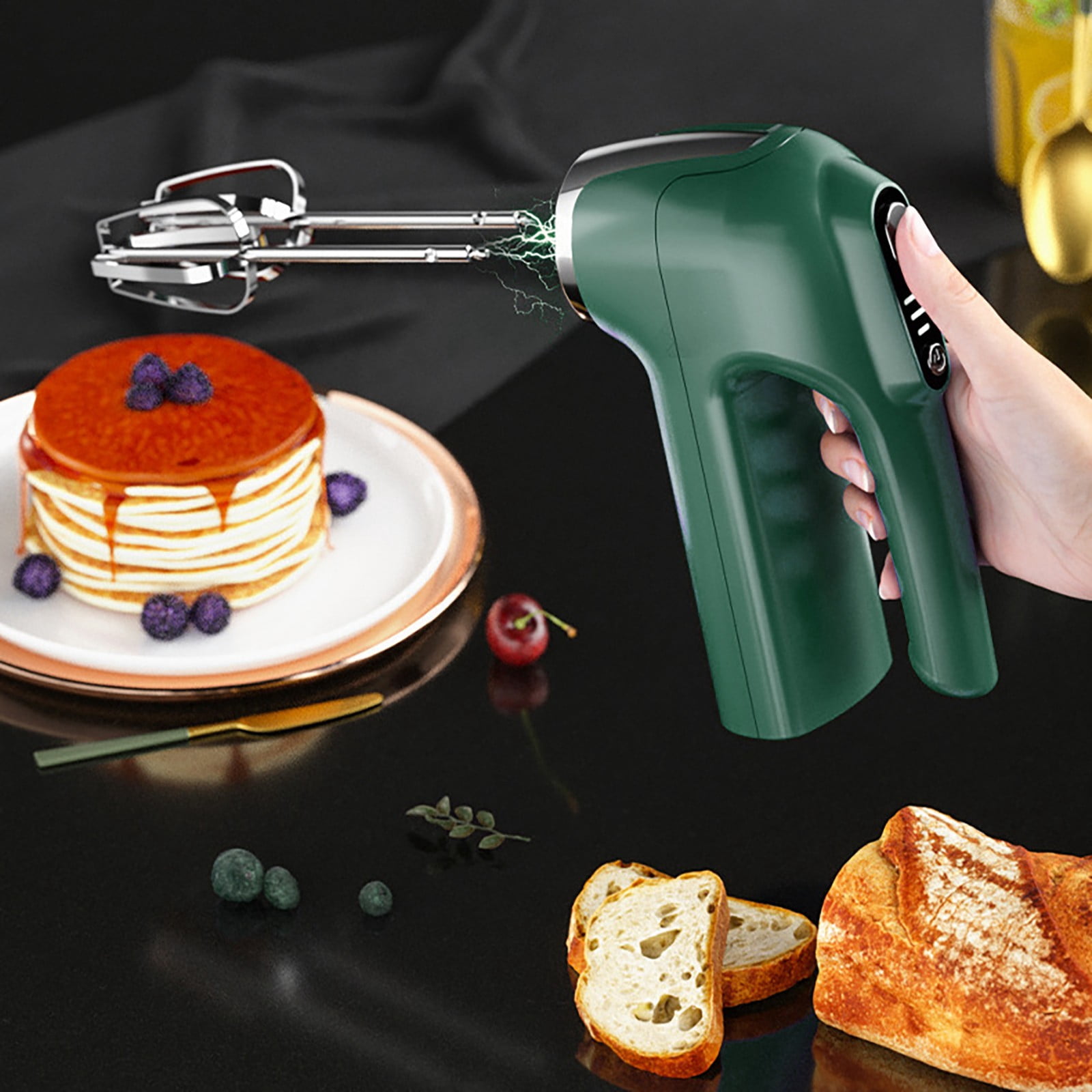 HAXMNOU Cordless Electric Hand Mixer USB Rechargeable Handheld Egg Beater Cordless Electric Whisk for Kitchen Baking Coffee Cream Mixing and Portable Blending Tasks