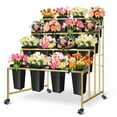 thumbnail image 4 of 4-Tier Metal Flower Bar Stand with 16 Durable Buckets, Sturdy Gold Flower Stand, Heavy Duty Moving Flower Display Stand for Cozy Living Room, 4 of 9