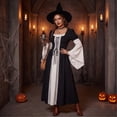 thumbnail image 3 of Anmrize Renaissance Long Gown, Medieval Square Neck Dress, Puff Sleeve Lace Up Dress, Renaissance Costume Women Peasant Medieval Dress Long Sleeve Maxi Fairy Dresses, Black L, 3 of 6
