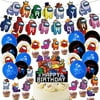 Among Birthday Decorations, Multi-Colorful Video Game Party Supplies, Happy Birthday Banner, Balloons, Cake Toppers, 45 Pack