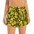 thumbnail image 2 of Vsdgher Yellow Butterflies Print Women's Running Double Layer Shorts High Waisted with Pockets Elastic Yoga Workout Athletic Gym Sports, 2 of 8