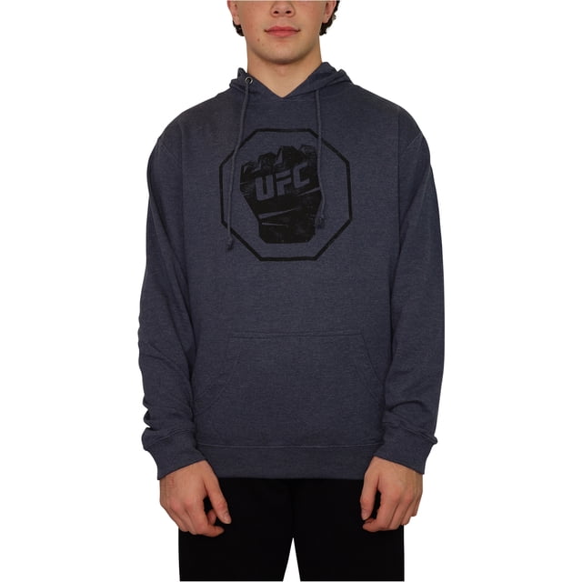 UFC Mens Distressed Fist Hoodie Sweatshirt, Blue, Small