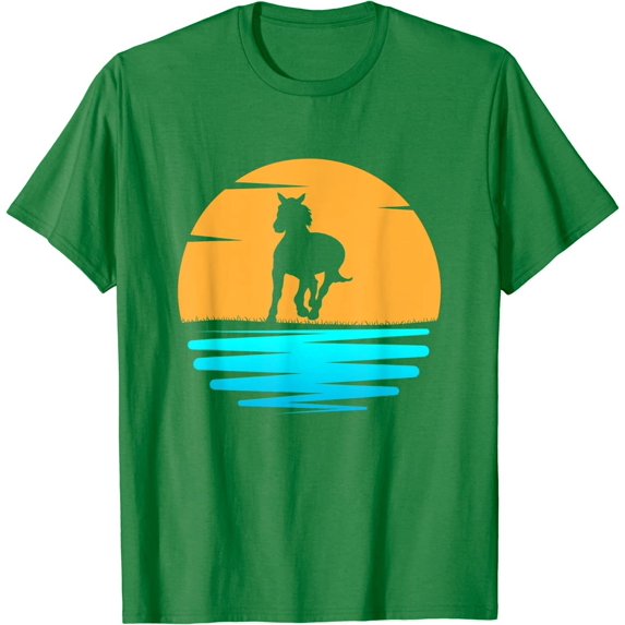 Walking Wild Horse Pony Animal at Sunset for Men Women Kids T-Shirt