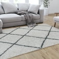thumbnail image 3 of Merrick Lane Shag Style Diamond Trellis Area Rug - 5' x 7' - Ivory/Gray Polyester (PET), 3 of 8