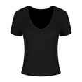 thumbnail image 5 of ZyeKqe Going out Tops for Women Short Sleeve Shirts Deep V Neck T Shirts Stretchy Slim Fitted Tees, 5 of 7