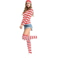 thumbnail image 4 of Bearachild Conjunto de disfraz para mujer, camiseta a rayas rojas y blancas, calcetines de punto suaves y transpirables para la piel, sombrero, traje Kits de decoración para fiestas Rojo METRO Bearachild HA070896-02, 4 of 6