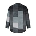 thumbnail image 3 of WREESH Men's Shirts Cotton and Linen Jacket Long Sleeve Printing Shirt Button Cardigan Dark Gray, 3 of 6