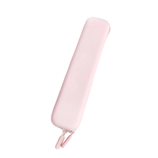 Pink Student Pencil Pouch Desktop Stationery Organizer Silica Gel 8.86X1.97X0.79 In Ample Storage Space Well Structured Shape Secure Zipper Closure Lightweight Portable