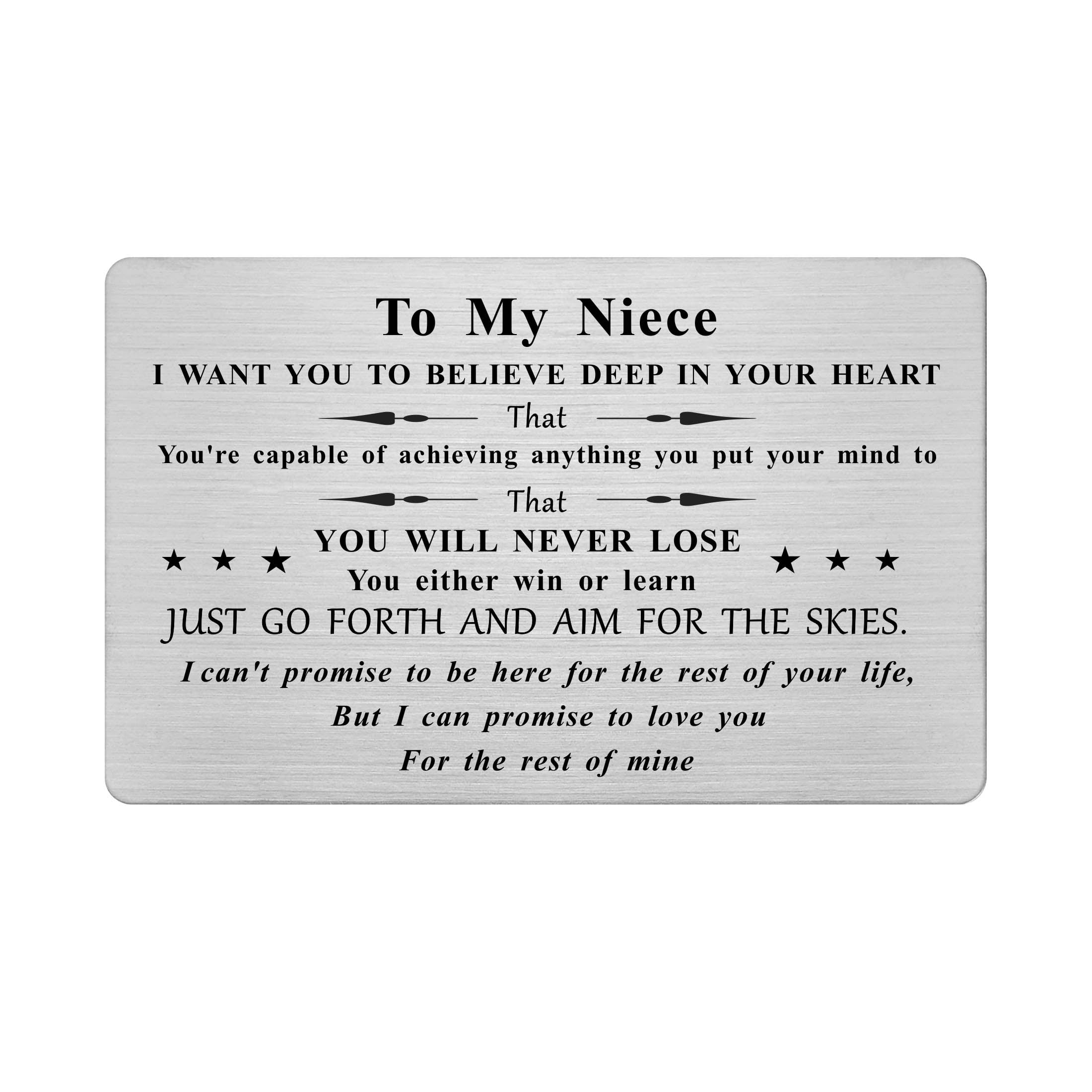 FALOGIJE Niece Engraved Wallet Card, Niece Birthday Gifts from Aunt Uncle,  Unique Gift for Sweet Niece - Walmart.com