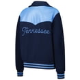 thumbnail image 3 of Women's The Wild Collective  Navy Tennessee Titans Suede Full-Snap Bomber Jacket, 3 of 3