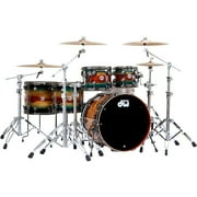 DW SonicPly Collectors 5-Piece Exotic Shell Pack with 22 in. Bass Drum Natural to Quick Royal Blue Burst Over Horizontal Padauk