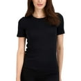 thumbnail image 2 of Lucky Brand Women's 3-Pack Crew Neck Tee Lightweight Ribbed Cotton Blend T-Shirt-Black / S, 2 of 7