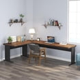 thumbnail image 7 of Tribesigns 83-In L-Shaped Executive Desk, Modern Reversible Office Computer Desk for Home Office (Brown), 7 of 7