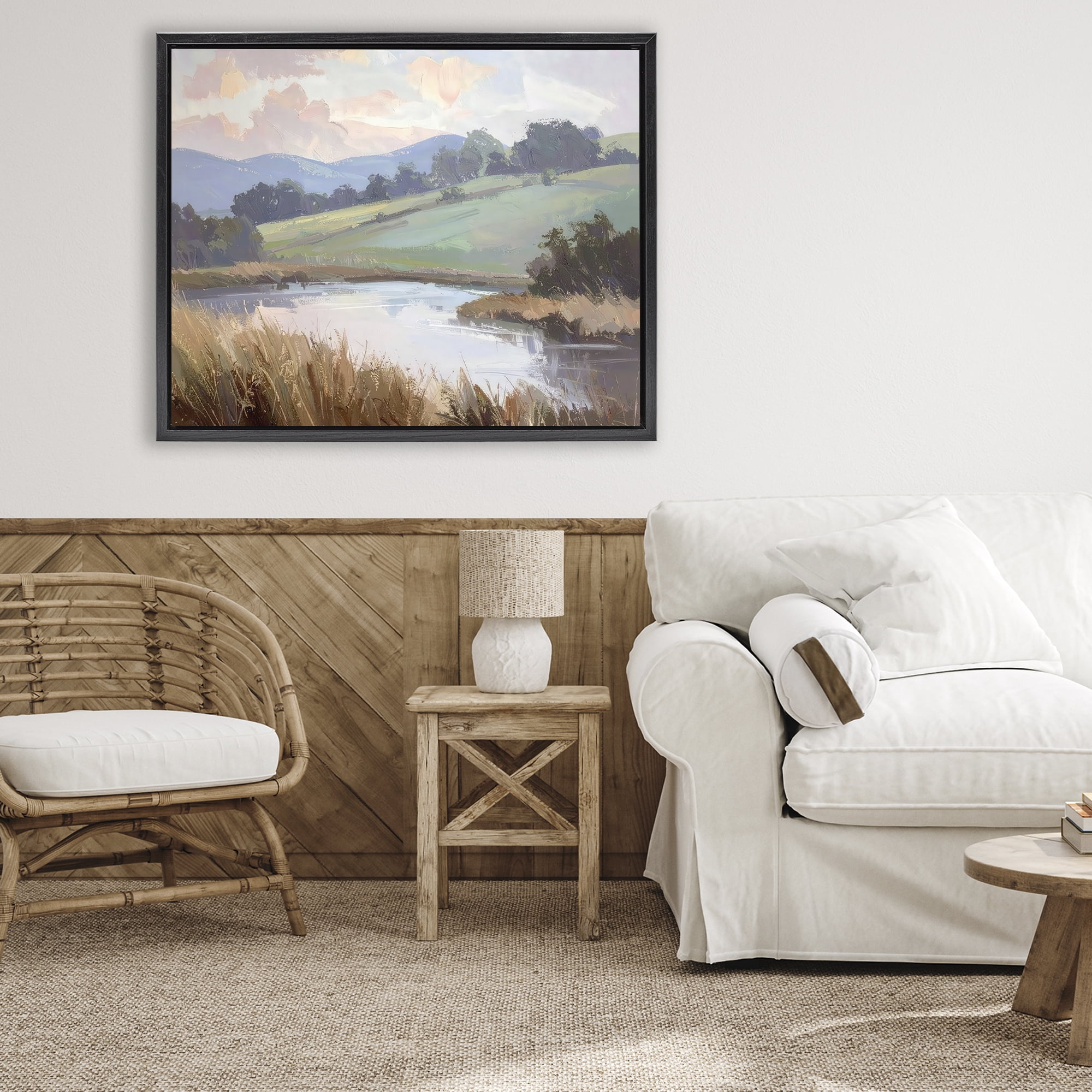 Stupell Industries Subtle Distant Mountains Black Framed Floater Canvas Wall Art, design by Alonza Saunders