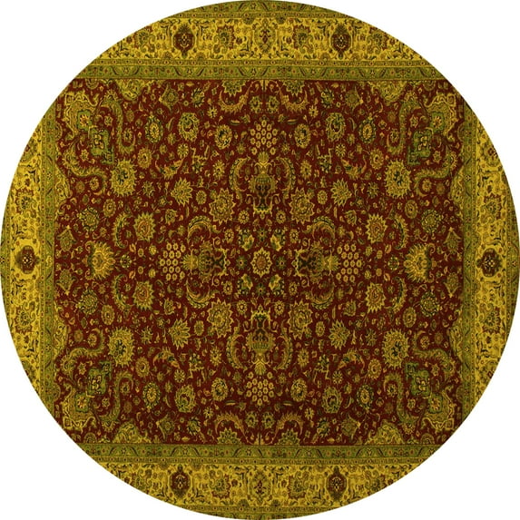Ahgly Company Indoor Round Persian Yellow Traditional Area Rugs, 6' Round