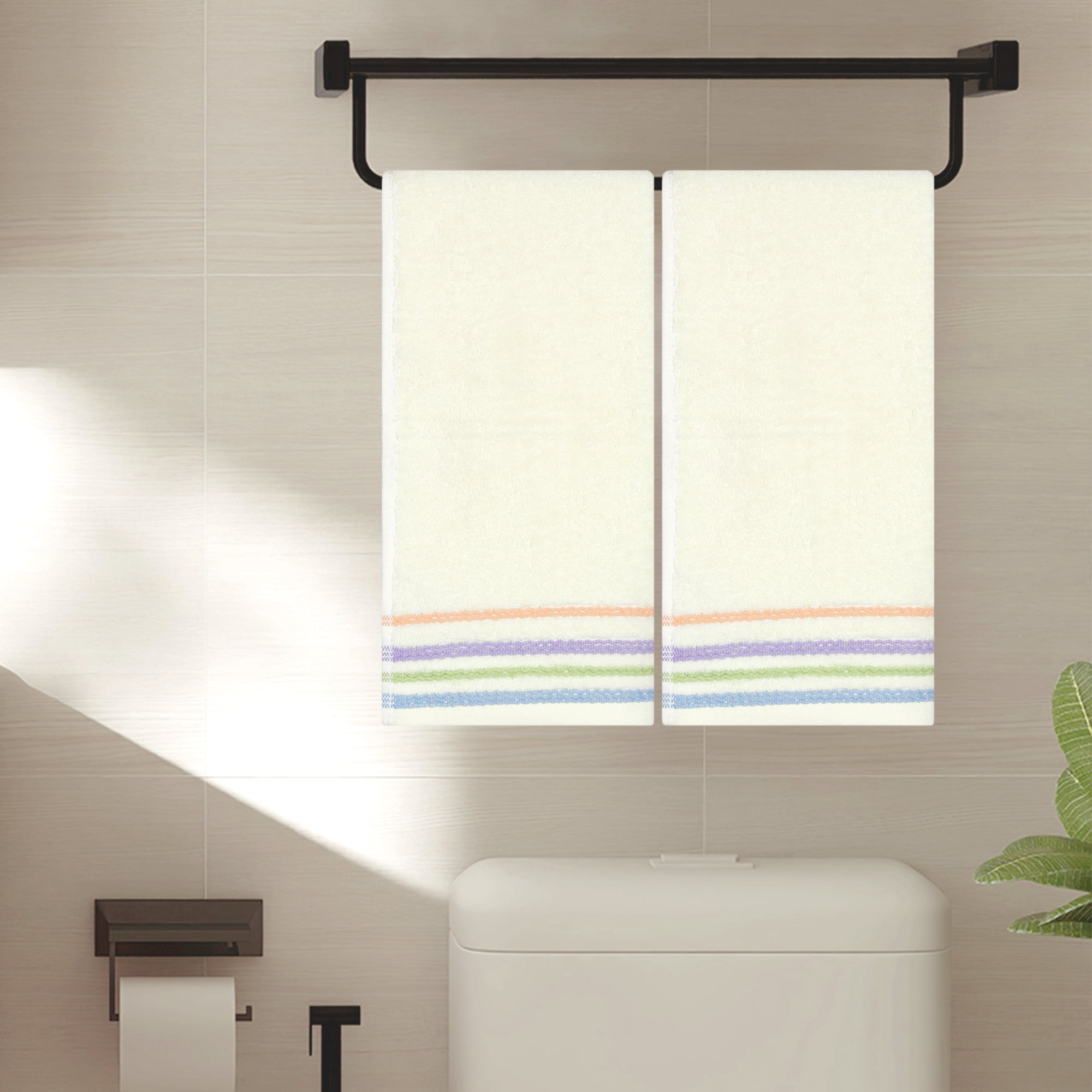 Unique Bargains 4 Pcs Hand Towels Quick Drying Towel Light Yellow/Light Grey 13"x30"