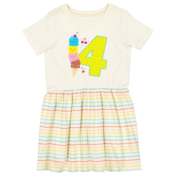 Inktastic Ice Cream Fourth Birthday Blue Girls Toddler Dress