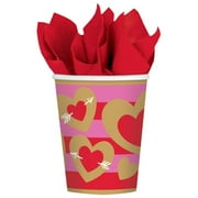 Heart of Gold Red Pink Valentine's Day Holiday Party 9 oz. Paper Cups