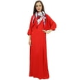 thumbnail image 3 of Bimba Robe Maxi pour Femme avec Franges avec Foulard Boho Rouge Robes d'Été-20, 3 of 6