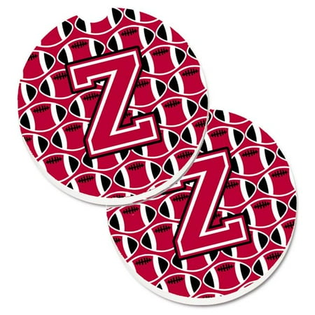 

Letter Z Football Crimson & White Set of 2 Cup Holder Car Coaster