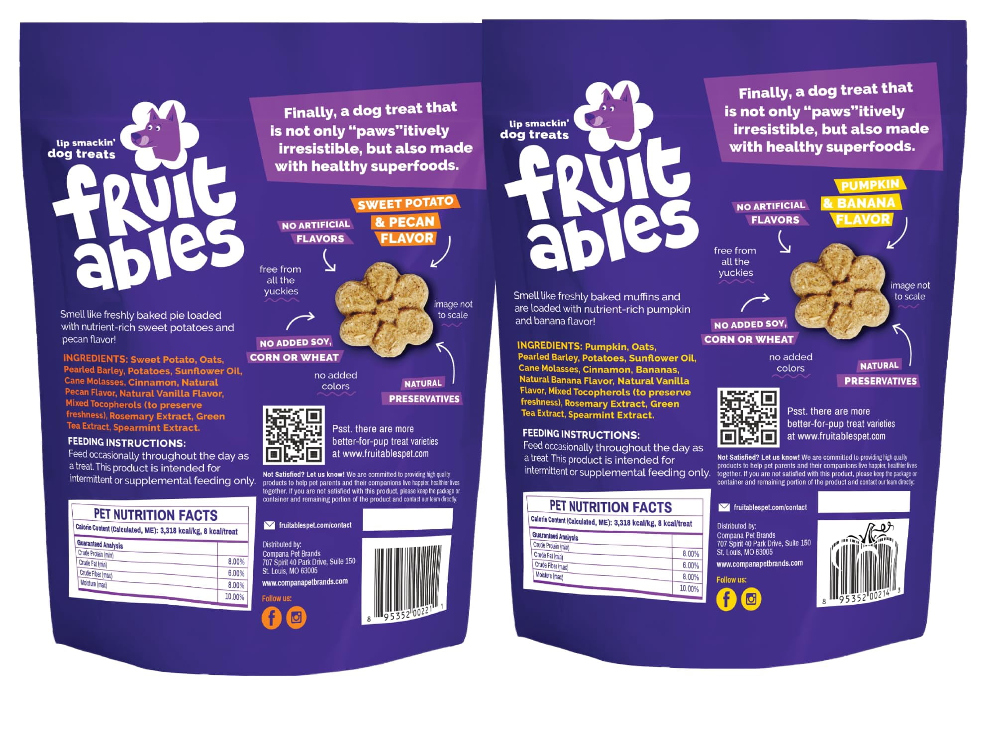 Fruitables Crunchy Dog Treats Variety Pack – 7 Pack (7oz Bags) | Low-Calorie, Oven-Baked Natural Dog Snacks for Training & Rewards
