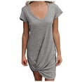 thumbnail image 2 of Chbgutlmr Summer Dresses for Women Short Sleeve Knot Front Irregular Hem Scoop Neck Dress Casual Loose Comfy Trendy Dress, 2 of 8