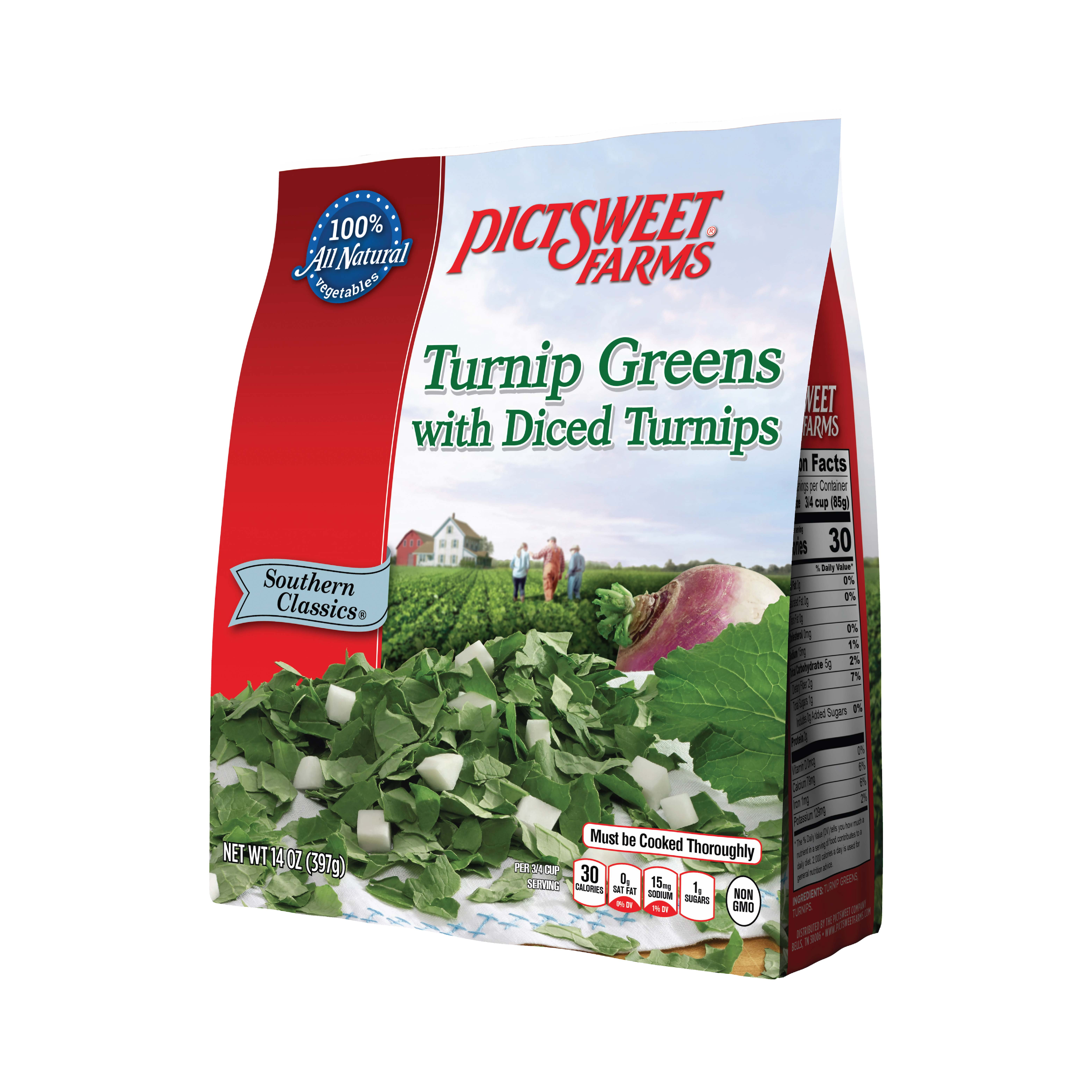 Pictsweet Farms Frozen Turnip Greens with Diced Turnips, Southern Classics, 14 oz