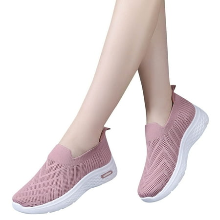 Oyedens Womens Walking Shoes Comfort Elastic Slip on Sock Work Shoes Platform Air Cushion Running Sneakers