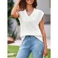 thumbnail image 2 of Summer Womens V Neck Cap Sleeve Tops Casual Loose Fit Knit Lightweight Going Out Sweater Pullover Top, 2 of 6