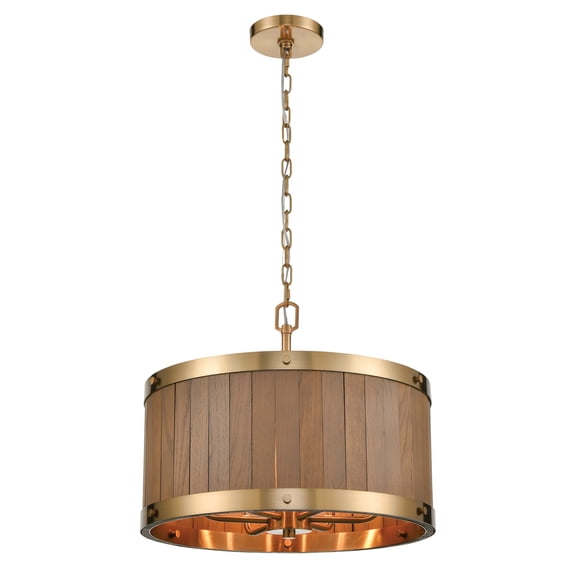 Elk Home 19-Inch Wide Wooden Barrel Chandelier Modern-Satin Brass